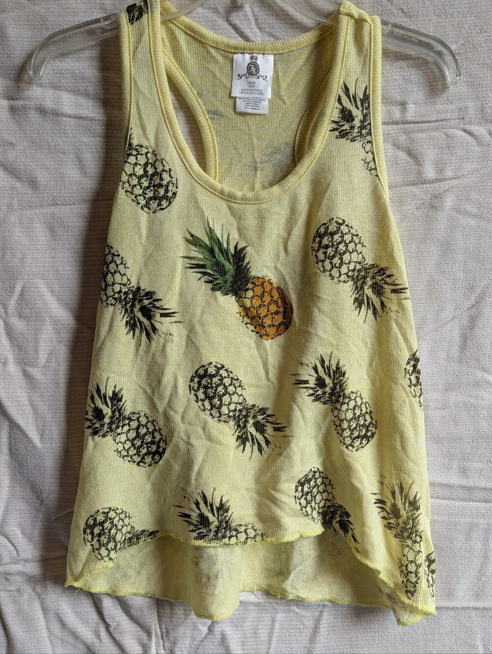 Jerry Leigh Pineapple Print Sweater Knit Racerback Tank